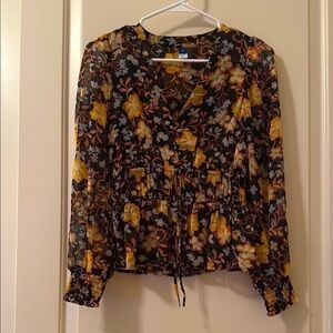 Floral Black and Yellow Women's Top